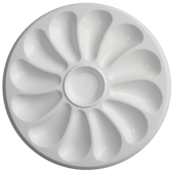Assiettes A Huitres 12  Compartiments +1 Pour Le Citron, Sauce. Fabrication Française Diamètre 30.5  Cm Couleur Blanc