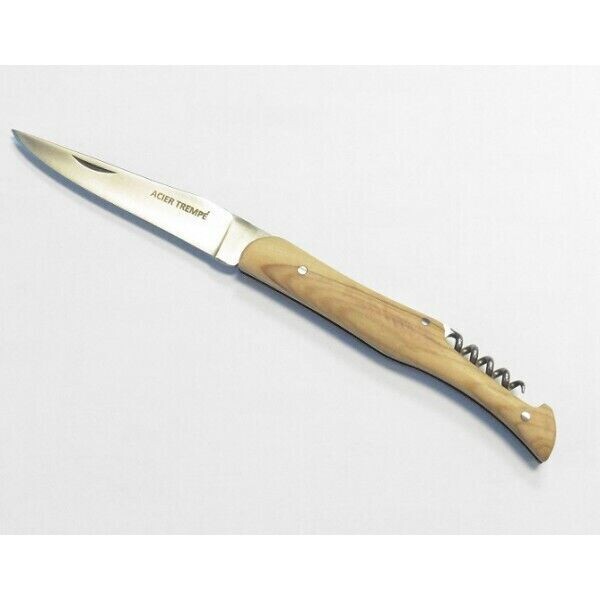 COUTEAU PLIANT MANCHE BOIS RUSTIK TIRE BOUCHON 12 CM PM