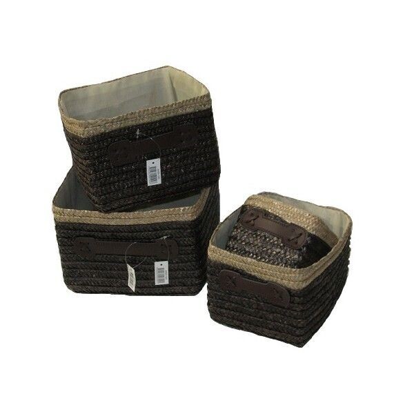 PANIER REF 8400160 PANIER  EN PAILLE  MARRON  / BEIGE  - Lot de 4 pieces