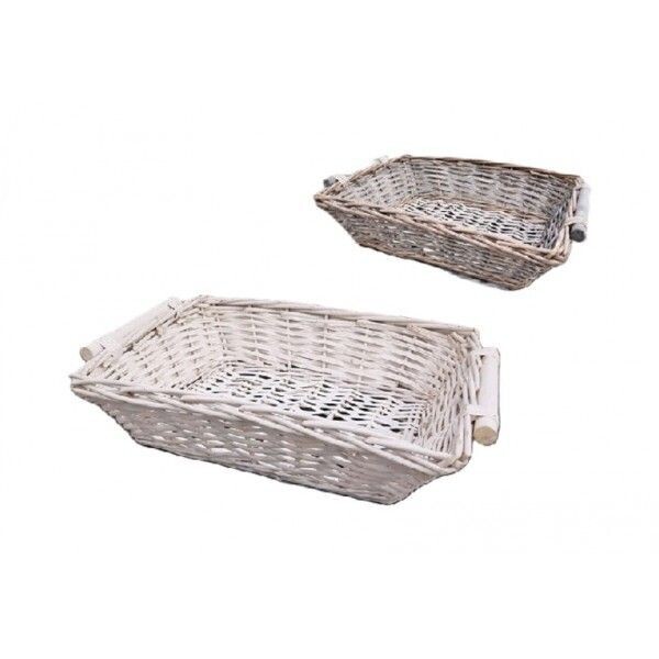 PANIER  EN  OSIER 45 X 38 X HT13 CM  RECTANGULAIRE