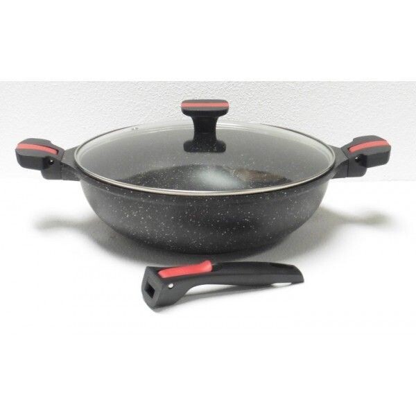 WOK  32 cm façon pierre, tous feux + + 2 POIGNÉES Induction - Pradel Excellence - Volna  SAUTEUSE