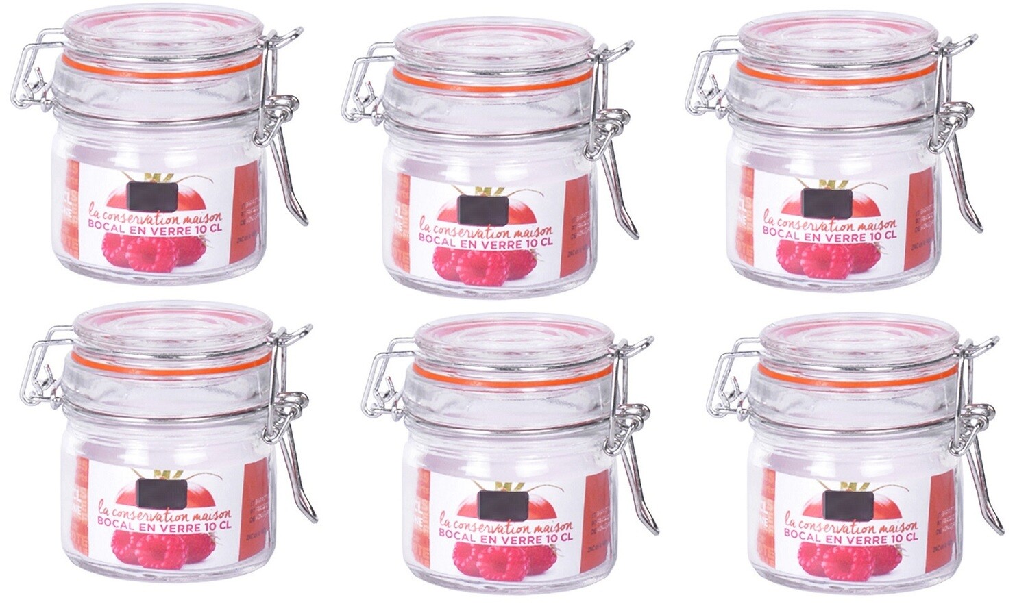 BOCAL verrine   HERMETIQUE .CLIP en METAL contenance 100 ML  BOCAUX VERRE LOT DE 6