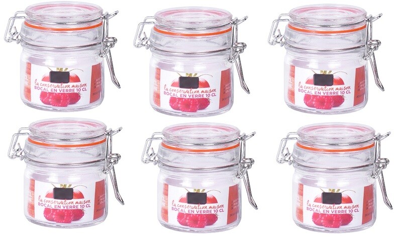 BOCAL verrine   HERMETIQUE .CLIP en METAL contenance 100 ML  BOCAUX VERRE LOT DE 6