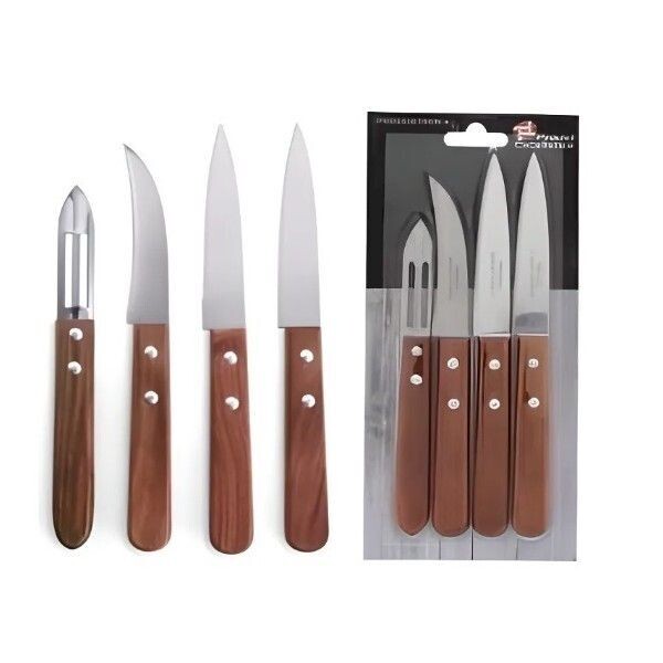 PRADEL EX Lot de 4 couteaux de cuisine 2 offices - 1 éplucheur - 1 bec d'oiseau