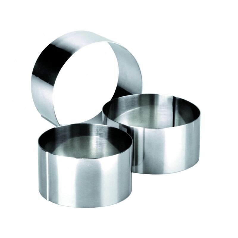 LOT DE 3  Cercle à Mousse Inox Ø 7 cm x H 4,5 cm Ibili