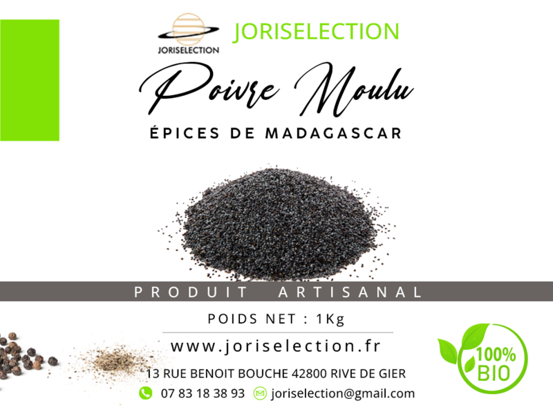 Poivre noir moulu  de Madagascar