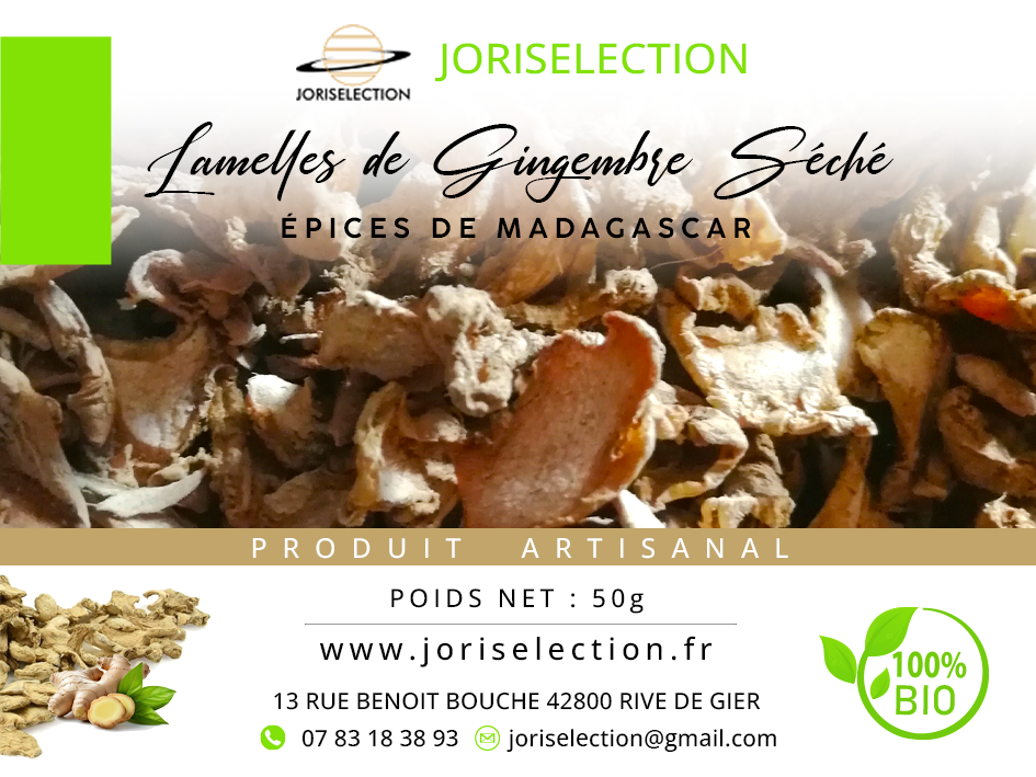 Gingembre en lamelle Bio  de Madagascar