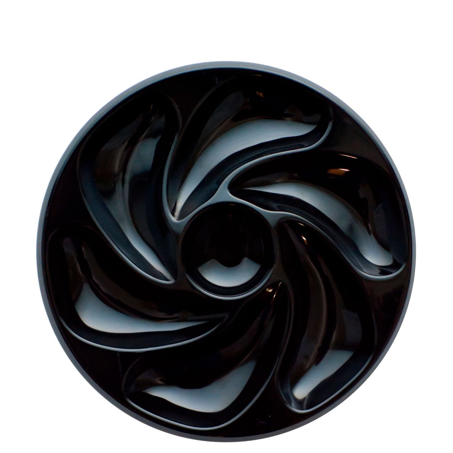 Assiettes A Huitres NOIRE  NOIR 6 Compartiments +1 Pour Le Citron, Sauce. Fabrication Française Diamètre 20 Cm Couleur Blanc