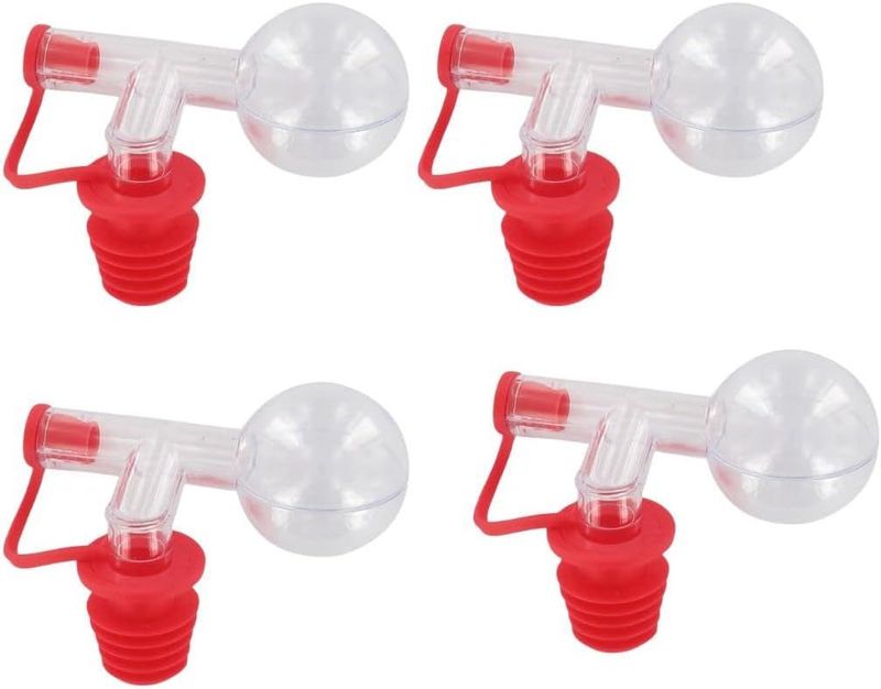 Lot de 4 Doseurs à alcool, boule pour dosage d'alcool, bec doseur pour bouteille, bouchon doseur 2,5 cl, bouchon verseur, Plastique, Rouge, 9 x 7 cm Lot de 4 Doseurs à alcool, boule pour dosage d'alcool, bec doseur pour bouteille, bouchon doseur 2,5 cl, bouchon verseur, Plastique, Rouge, 9 x 7 cm