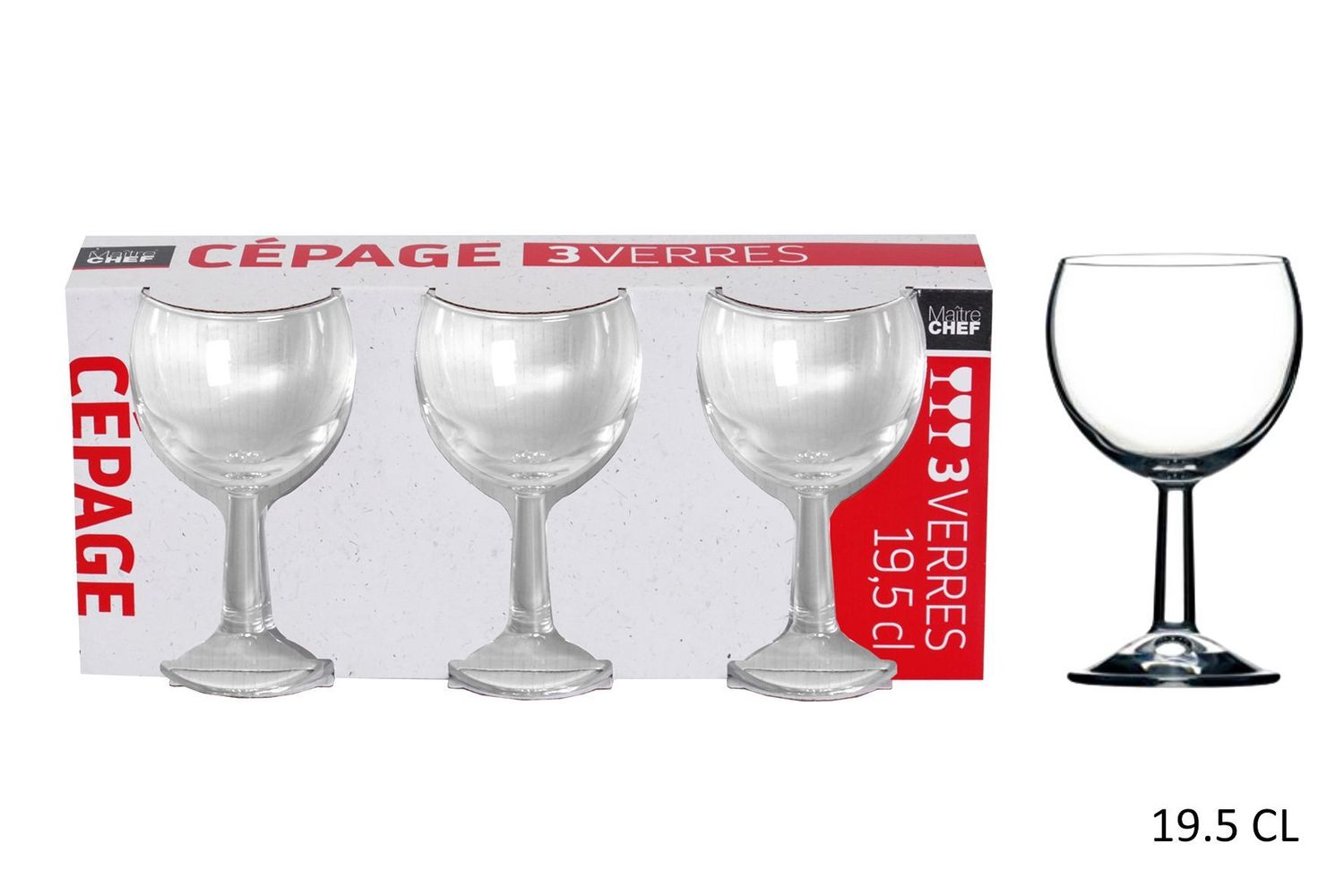 VERRE BALLON  X 3  19,5CL  " cépage "