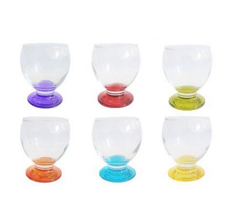 Pack de 6 Verres à Pied 21cl Fond Couleur, Transparent