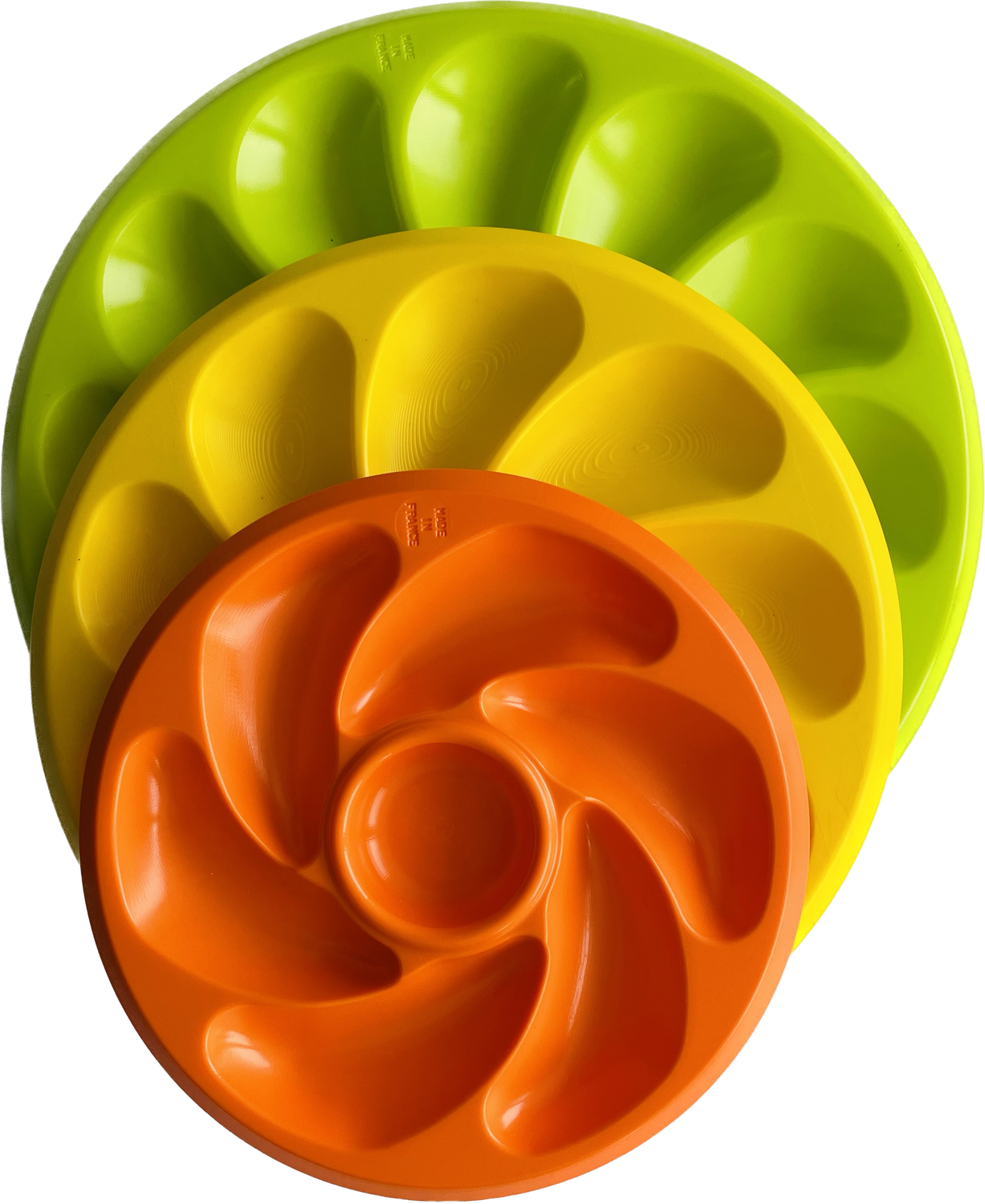 Assiettes A Huitres  couleur JAUNE 12  Compartiments +1 Pour Le Citron, Sauce. Fabrication Française Diamètre 30.5  Cm