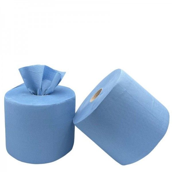 lot de 2 Bobine bleue pure ouate 3 plis - 500 Feuilles  gaufrée - BL5263