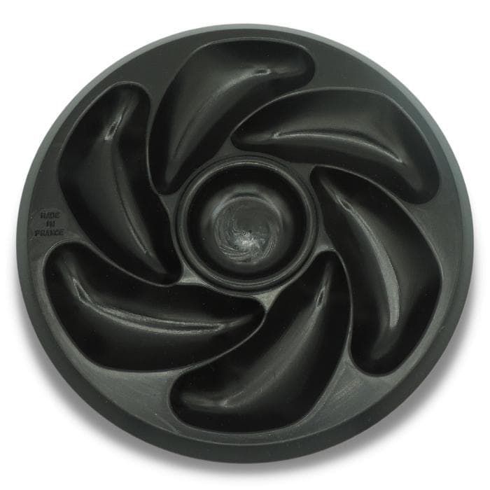 Assiettes A Huitres NOIRE  NOIR 6 Compartiments +1 Pour Le Citron, Sauce. Fabrication Française Diamètre 20 Cm Couleur noir