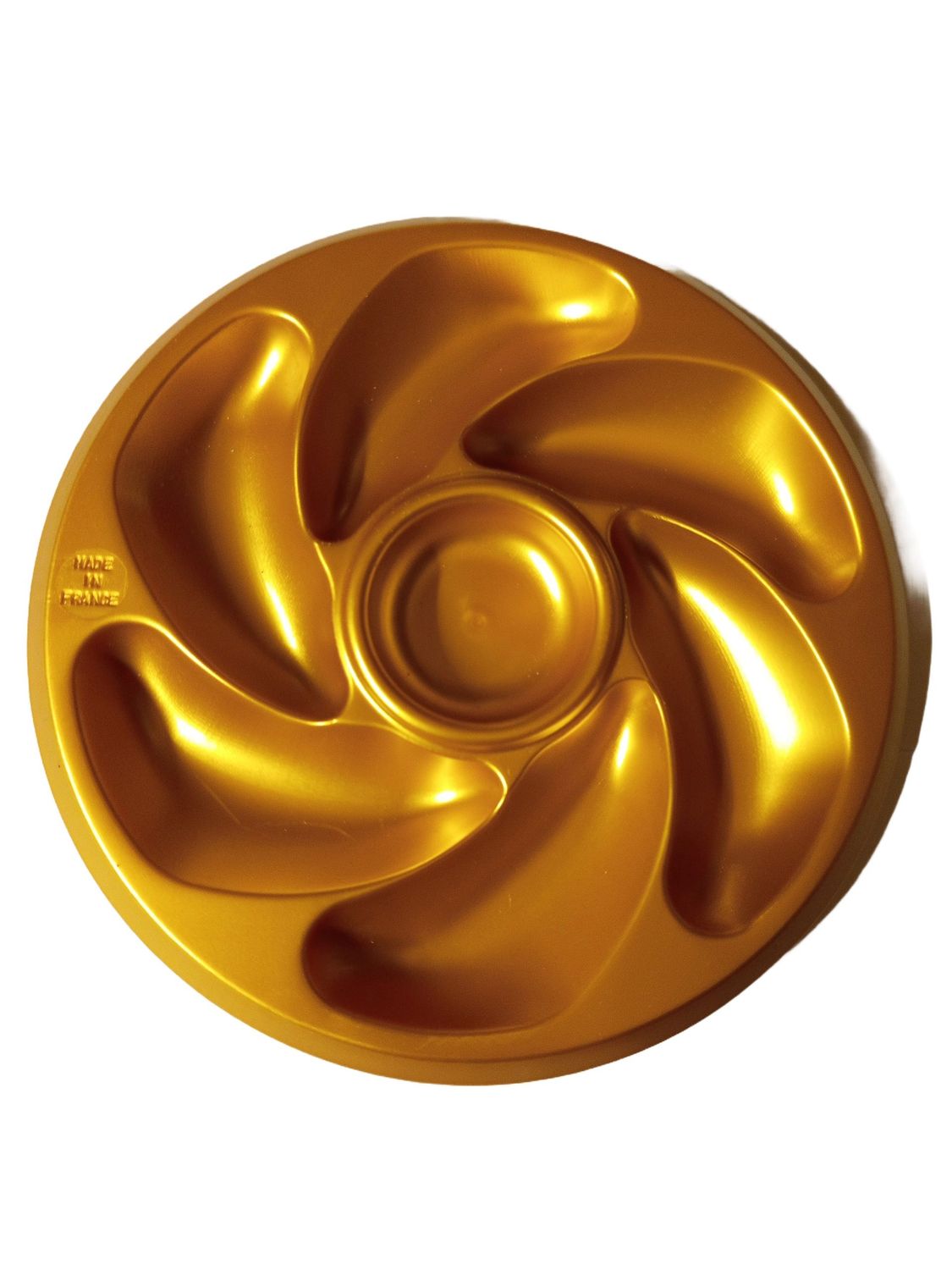 Assiettes A Huitres 6 Compartiments +1 Pour Le Citron, Sauce. Fabrication Française Diamètre 20 Cm Couleur dorée