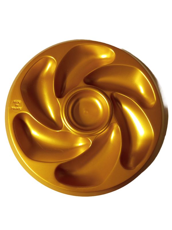 Assiettes A Huitres 6 Compartiments +1 Pour Le Citron, Sauce. Fabrication Française Diamètre 20 Cm Couleur dorée