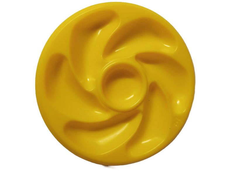 Assiettes A Huitres JAUNE 6 Compartiments +1 Pour Le Citron, Sauce. Fabrication Française Diamètre 20 Cm