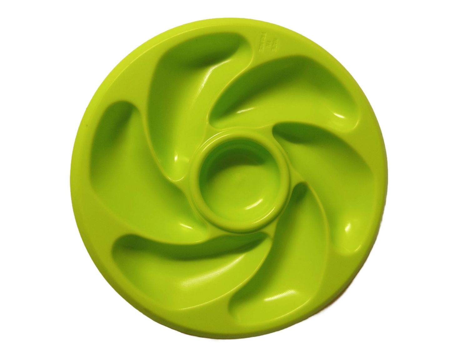 Assiettes A Huitres VERT FLUO  6 Compartiments +1 Pour Le Citron, Sauce. Fabrication Française Diamètre 20 Cm Couleur Blanc