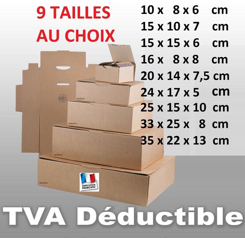 LOT DE 50 BOITES POSTALES CARTON EMBALLAGE BOITE EXPÉDITION 9 FORMATS