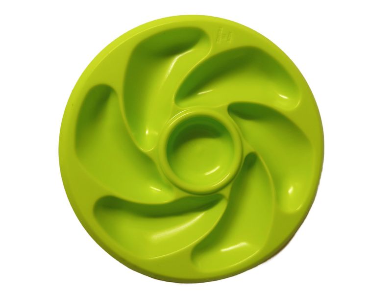 Assiettes A Huitres VERT FLUO  6 Compartiments +1 Pour Le Citron, Sauce. Fabrication Française Diamètre 20 Cm Couleur Blanc