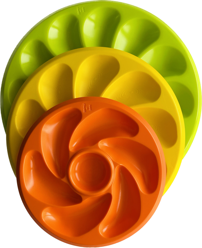 Assiettes A Huitres  couleur JAUNE 12  Compartiments +1 Pour Le Citron, Sauce. Fabrication Française Diamètre 30.5  Cm