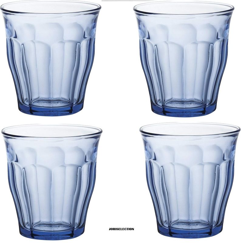 VERRE  à eau 20 CL  Picardie MARINE  DURALEX   Lot de 4  COULEUR BLEU