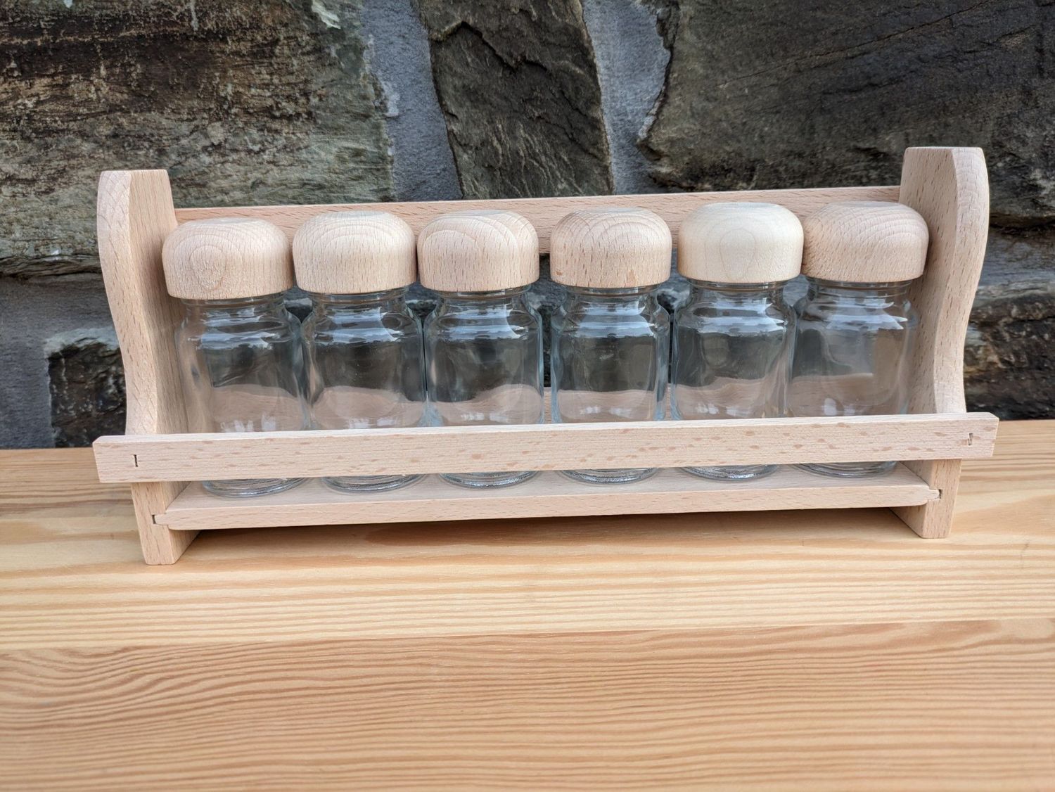 Etagère à épices garnie de 6 pots (35EE1) 30 cm x 14 cm x 6 cm