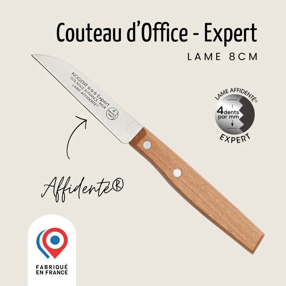 Couteau d’office 8 cm BEC– Lame Affidenté®-– Expert – Nogent MANCHE BOIS    REF 02120K  CODE 3077