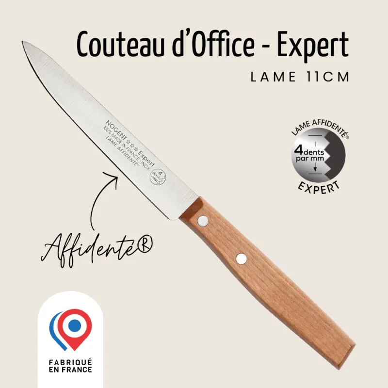 Couteau STEAK  d’office 11 cm – Lame Affidenté®-– Expert – Nogent MANCHE BOIS  REF 02140K CODE 3079