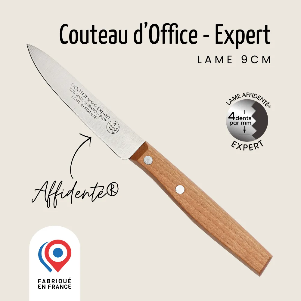 Couteau d’office 9 cm – Lame Affidenté®-– Expert – Nogent MANCHE BOIS   REF 02110K CODE 3078
