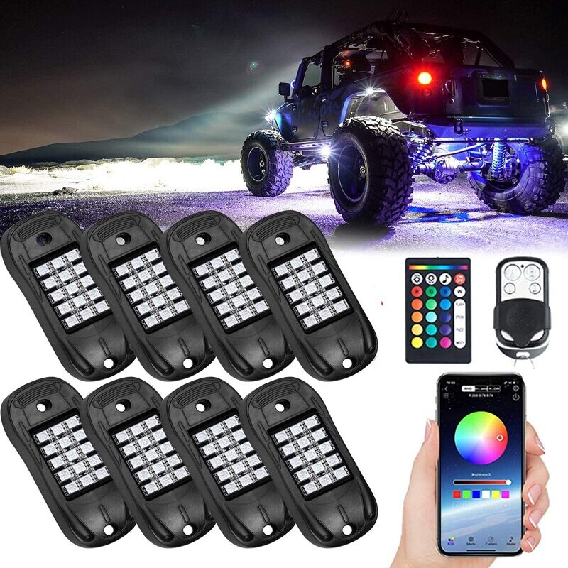 8 Pack RGB LED Rock Light Multicolor