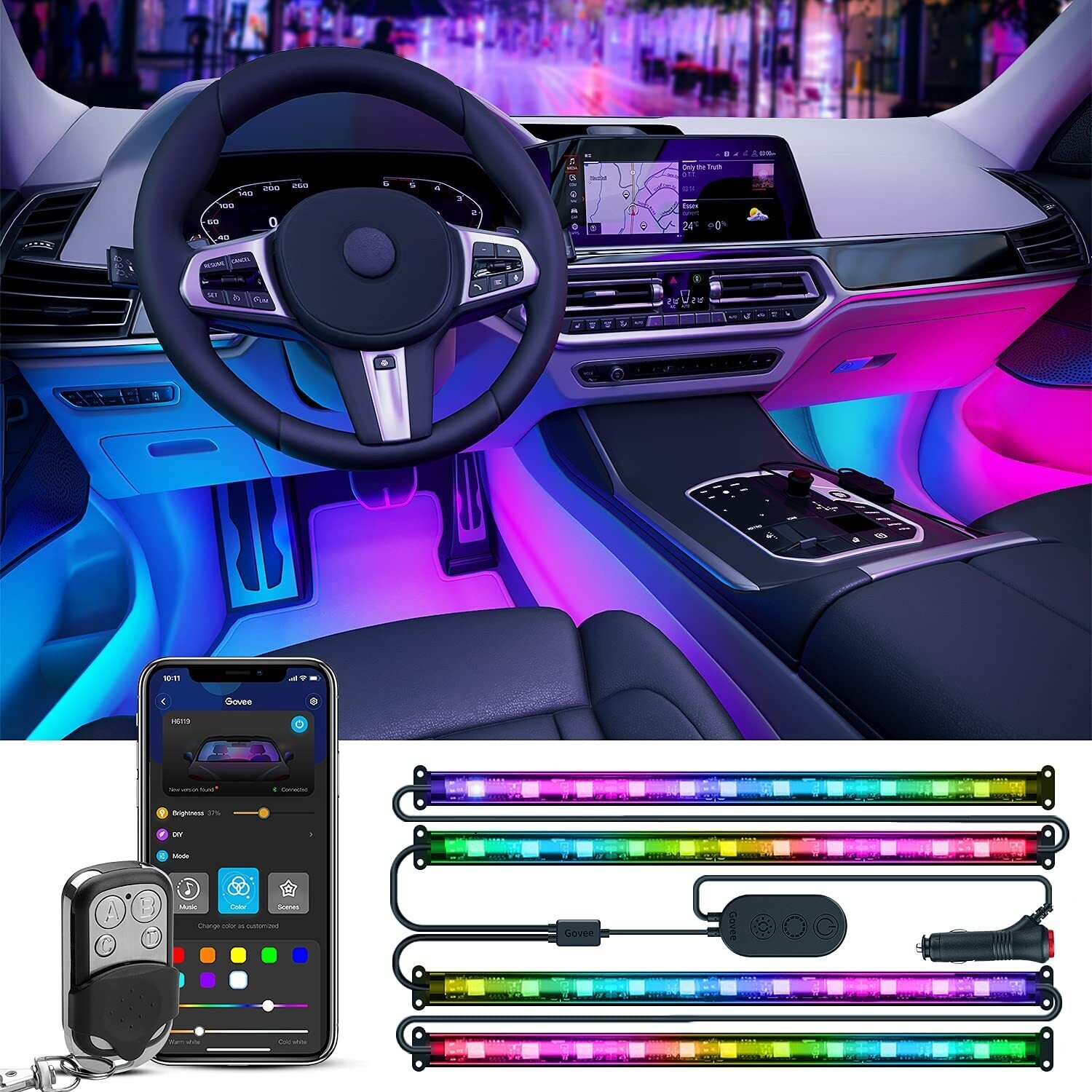 RGBIC Interior Car Lights with Smart App Controlled