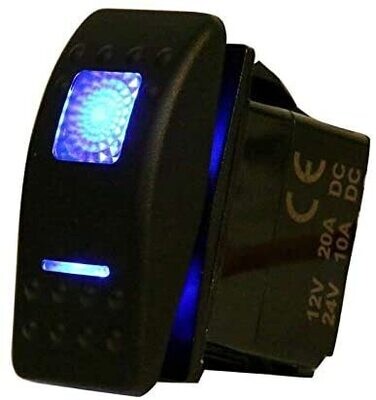 12v 20A Rocker Switch (On-Off-On) 2 Position Switch  Marine/Waterproof DPDT 7 Pin with 2 Led Lights