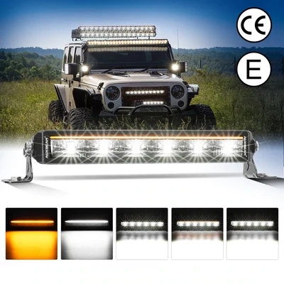 AuxBeam SP-DRL SERIES 12 INCH 68W 7440LM SINGLE ROW OFF ROAD LED LIGHT BAR WITH AMBER&amp;WHITE DRL