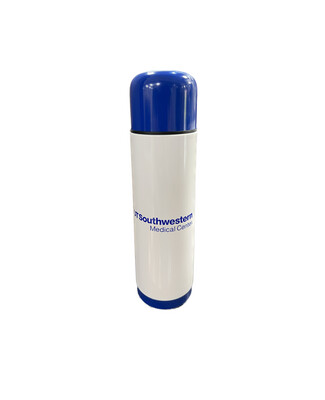 UTSW White Denali Thermos with Blue Top