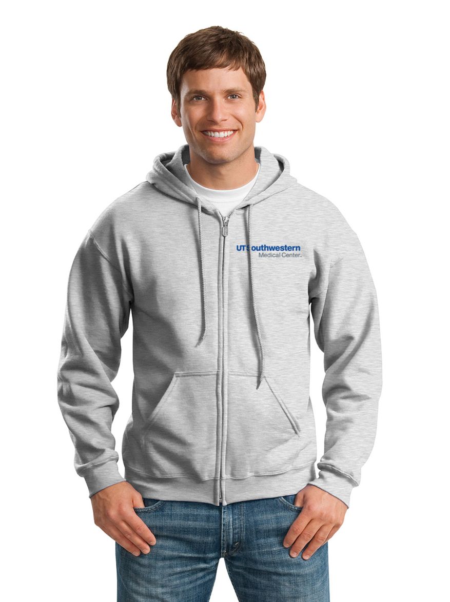 UTSW Heavy Blend Full-Zip Hooded Sweatshirt, Size: Small, Color: Sport Grey