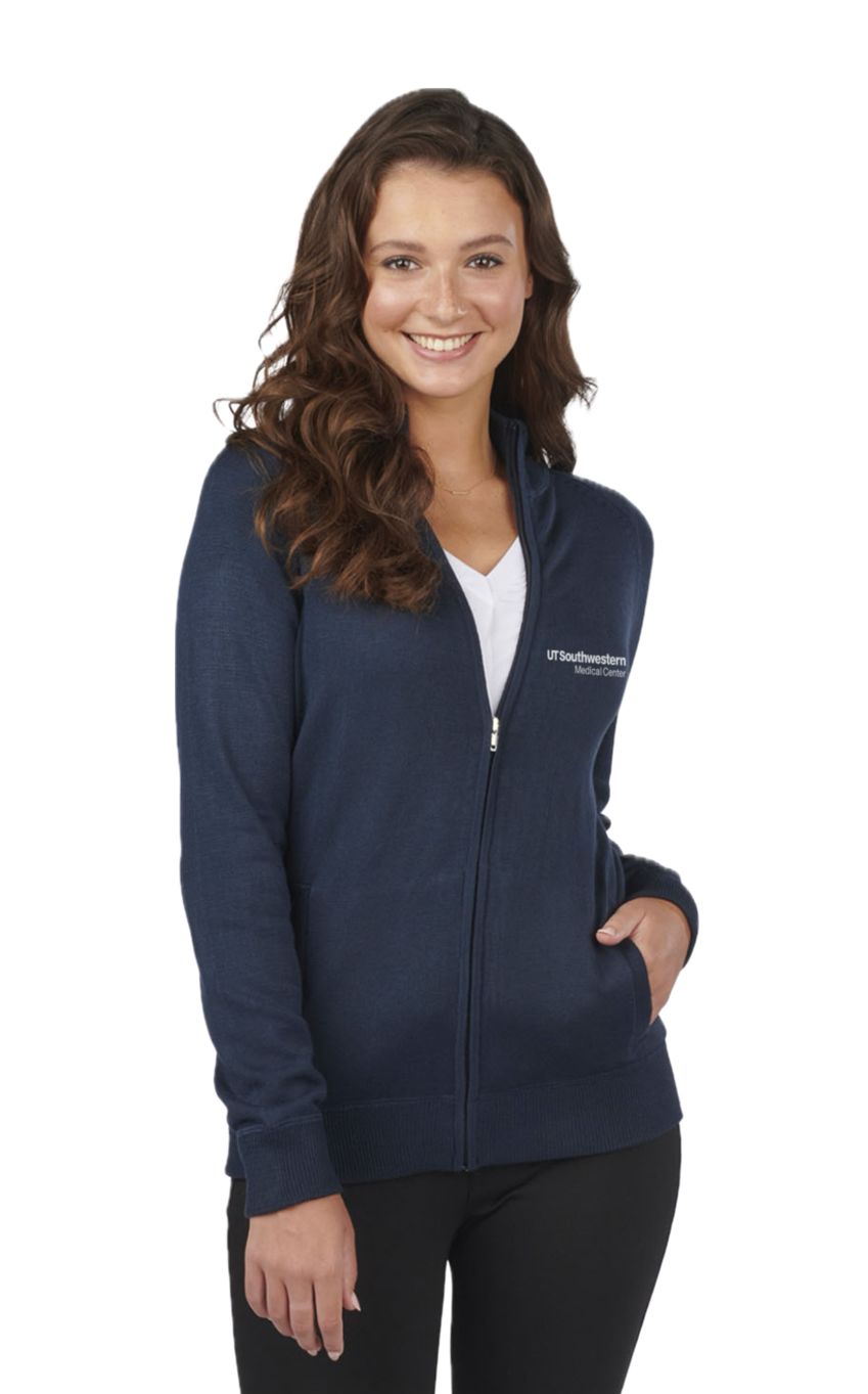 Full Zip Cotton Blend Cardigan