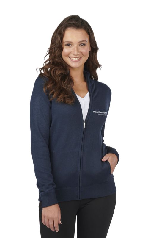 Full Zip Cotton Blend Cardigan