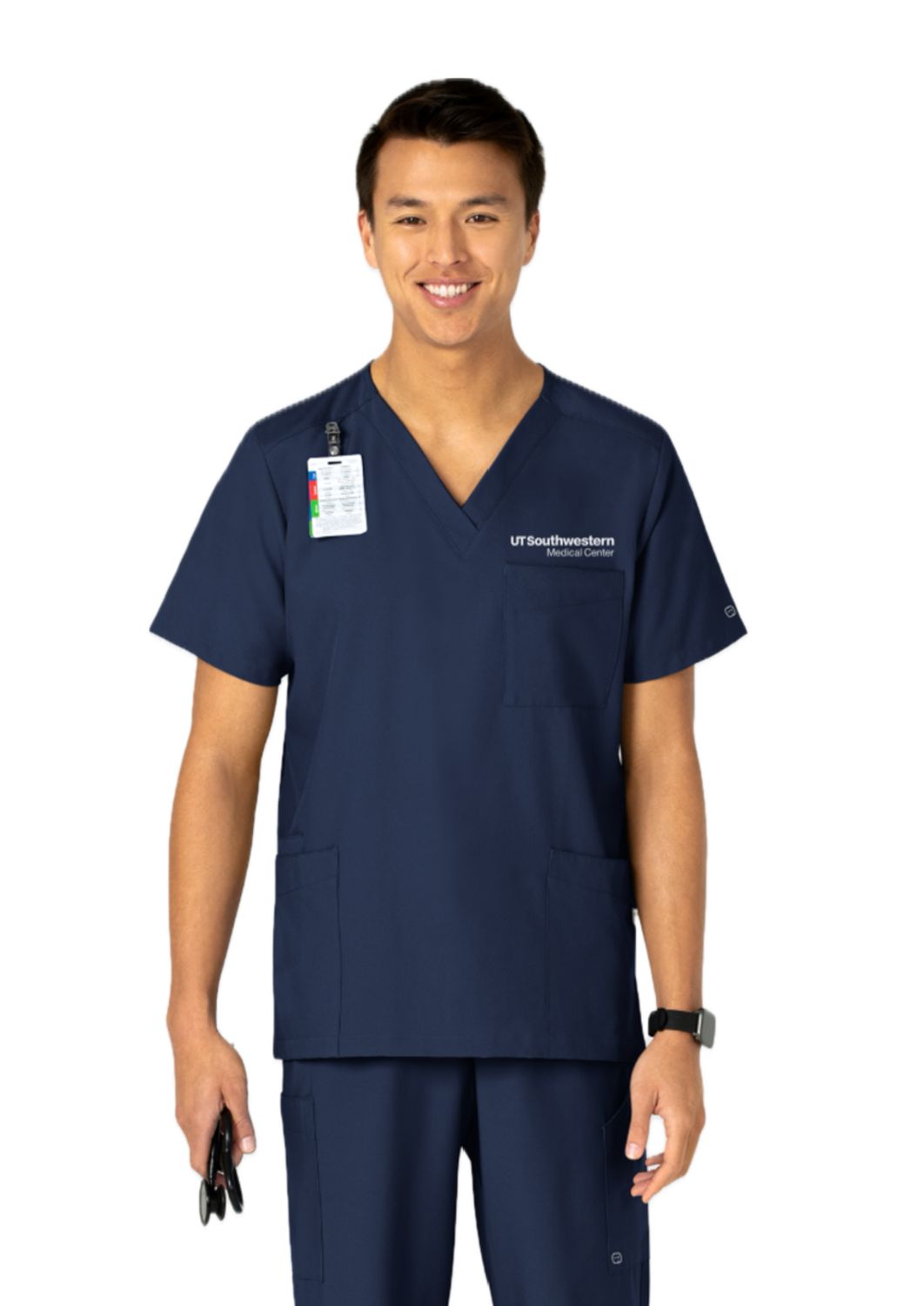 Unisex 4 Pocket Utility Navy Scrub Top - 6855