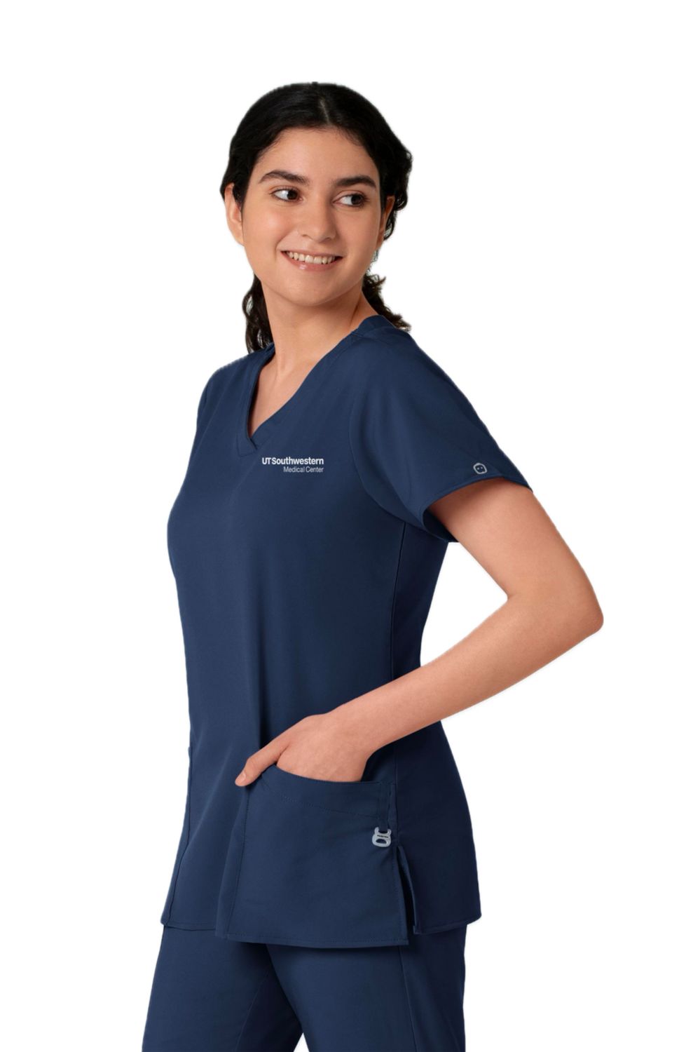 Women's Basic V-Neck Navy Scrub Top - 6255, Size: 2XS