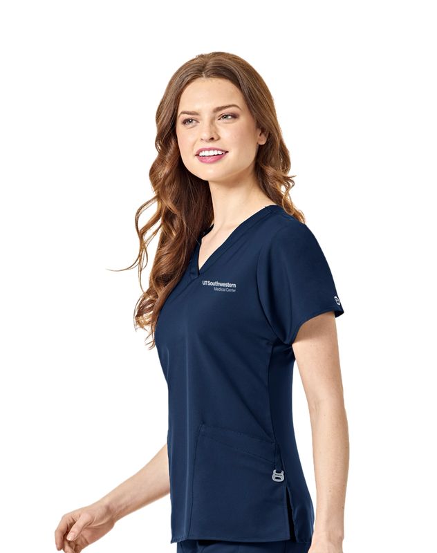 W123 Women&#39;s Basic V-Neck Navy Scrub Top