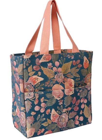 Navy Floral Garden Tote 16&quot;x13&quot;