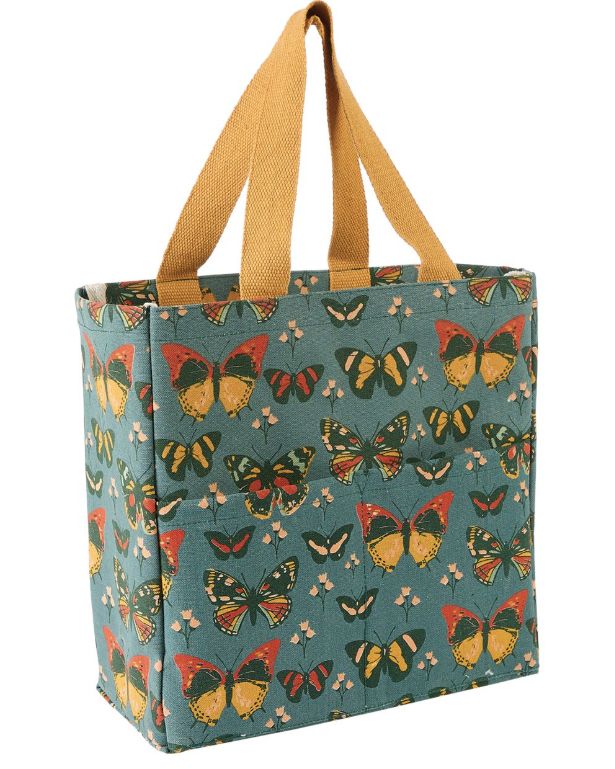 Teal Butterfly Garden Tote 16&quot;x13&quot;