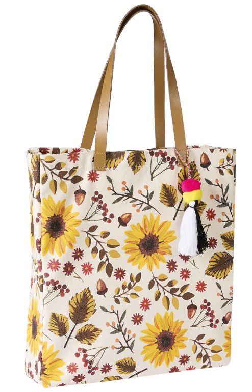 Sunflower Harvest Tote w/Pom 14&quot; X 15&quot;