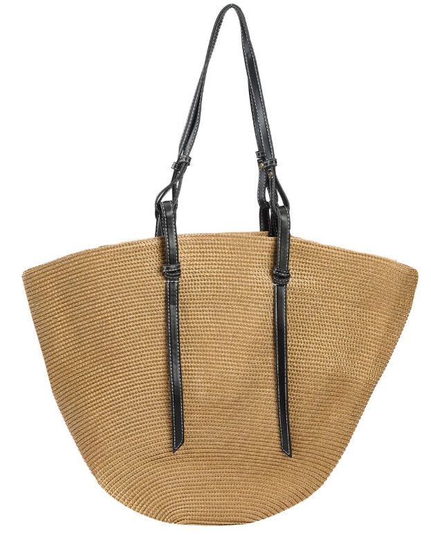 Natural Straw Tote Bag w/ Leatherette Handle 21x15