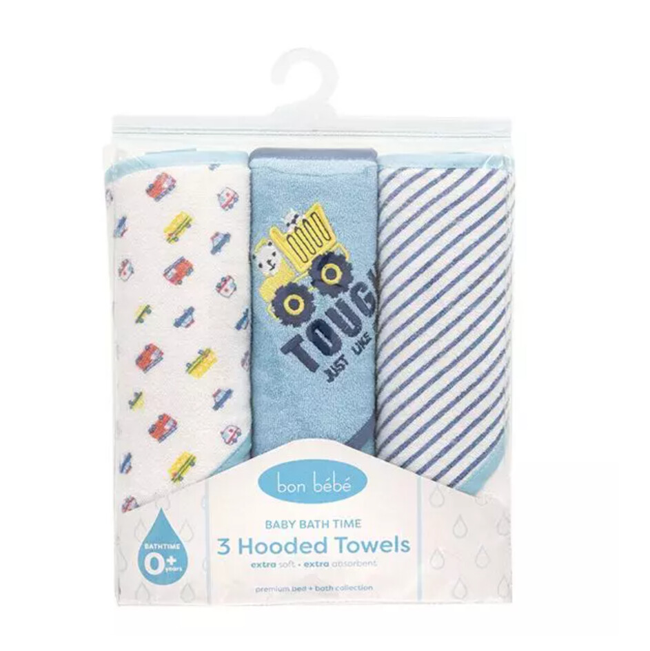 3 pc hooded bath set boy