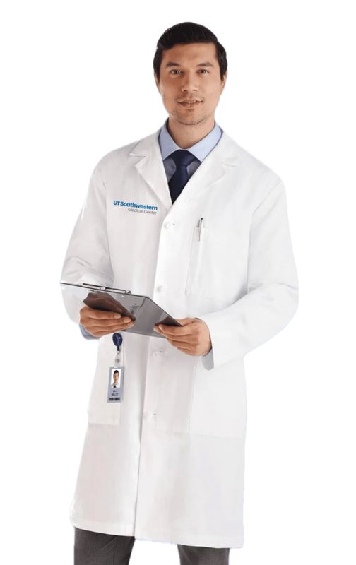 762 Meta Men's Knot Button Lab Coat