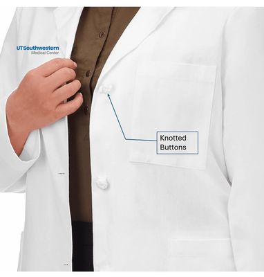 763 Meta Woman's Knot Button Lab Coat