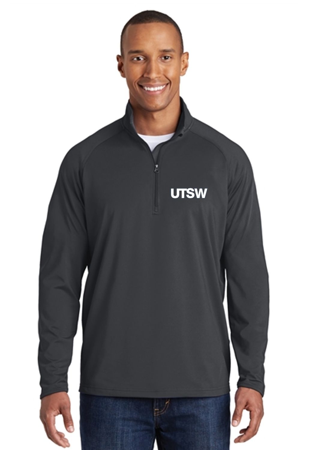 Mens UTSW Sport-Tek 1/4-Zip Stretch Pullover, Color: Black, Size: XS