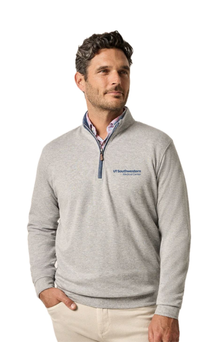 UTSWMC Johnnie-O Men's 1/4 Zip Pullover - Sully Light Gray